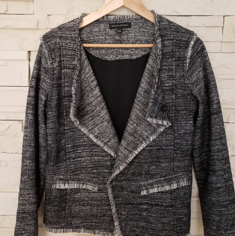 Banana Republic Tweed Fringe Moto Jacket